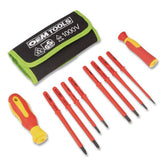 OEMTOOLS 22593 10 Piece Insulated Screwdriver Set, 4 Flathead Screwdrivers, 4 Phillips Screwdrivers, Interchangeable Blades And Electrician