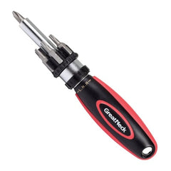 Great Neck Ratcheting Screw/Nut Driver Set, Phillips/Slotted/Star Bits, 7" Long, Black/Red (GNS950DE)