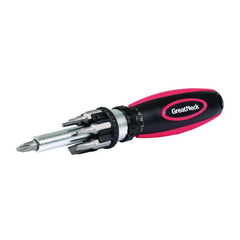 Great Neck Ratcheting Screw/Nut Driver Set, Phillips/Slotted/Star Bits, 7" Long, Black/Red (GNS950DE)
