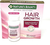 Nature's Bounty Hair Growth Supplement, 1 Per Day, Clinically Shown to Support Thicker, Fuller Hair, with Biotin, Silicon & Arginine, 90 Capsules