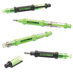 OEMTOOLS 6-Way Pen-Style Screw/Nut Driver, Phillips/Slotted Bits, Metric Sockets, 5.38" Long, Black/Green, Green/Clear, 4/Pack (GNS22537)