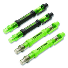 OEMTOOLS 6-Way Pen-Style Screw/Nut Driver, Phillips/Slotted Bits, Metric Sockets, 5.38" Long, Black/Green, Green/Clear, 4/Pack (GNS22537)
