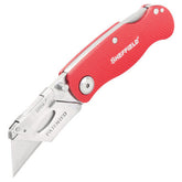 "Folding utility knife with safety lock and replaceable blade for cutting cardboard, carpet, and packaging – Sheffield brand"