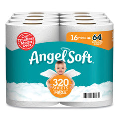 Angel Soft Mega Toilet Paper, Septic Safe, 2-Ply, White, 320 Sheets/Roll, 16 Rolls/Pack (GPC7942301)