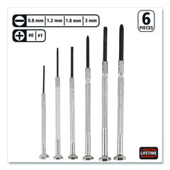 Great Neck Precision Screwdriver Set, Six-Piece, Phillips/Slotted, Assorted Lengths, Polished Steel Handles (GNSGP6C)