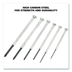 Great Neck Precision Screwdriver Set, Six-Piece, Phillips/Slotted, Assorted Lengths, Polished Steel Handles (GNSGP6C)