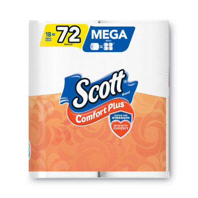 Scott ComfortPlus Toilet Paper, Mega Roll, Septic Safe, 1-Ply, White, 425 Sheets/Roll, 18 Rolls/Pack (KCC5425849729)