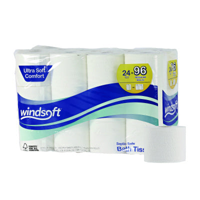 Windsoft Premium Bath Tissue, Septic Safe, 2-Ply, White, 284 Sheets/Roll, 24 Rolls/Carton (WIN24244)